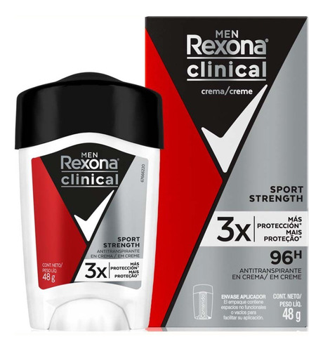 Pack 3 Rexona Clinical Desodorante En Crema Sport 48gr