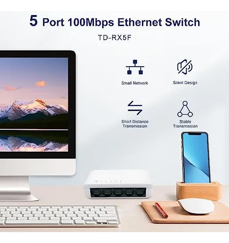 Conmutador Ethernet Plug & Play De 5 Puertos 10/100 Mbps