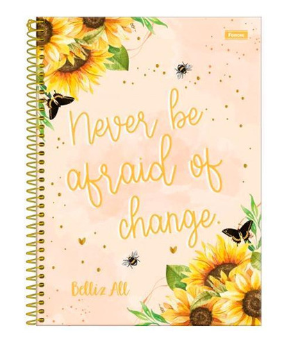 Caderno Argolado Univ Never Be Afraid 160f 10 Materias