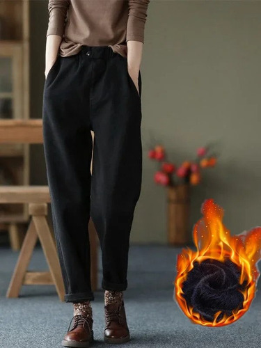 Pantalones Anchos De Invierno Para Mujer Con Forro Polar De