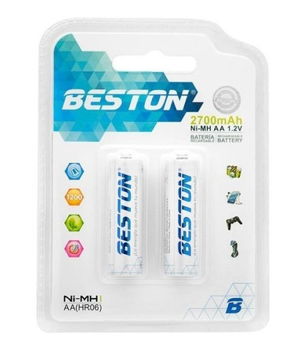 Bateria Recargable Beston Aa 2700mah 1.2v X2 Unidades