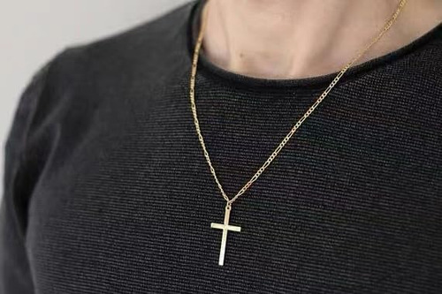 Collar De Cruz De Acero Inoxidable Para Hombres, Collar De C