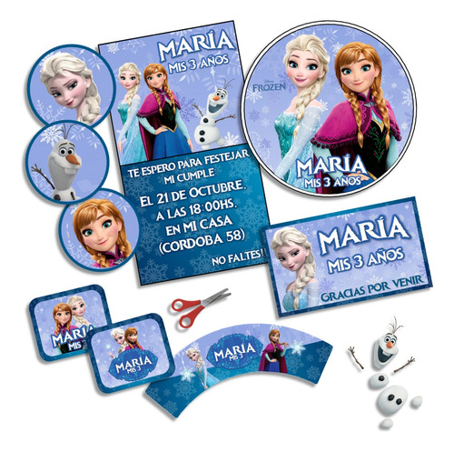 Kit Imprimible Frozen Personalizado Candybar Cumpleaños 