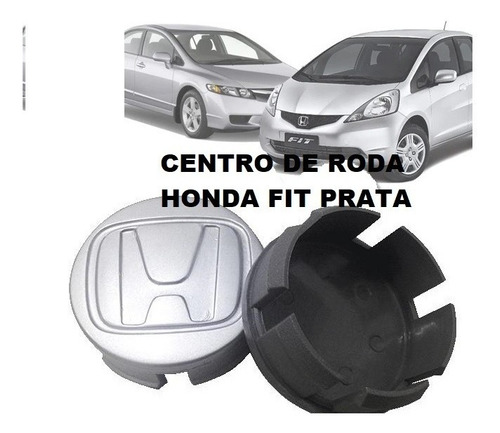 Tampa Miolo Roda Fit 2008 2009 Aro 15 Honda Prata 2 Pecas