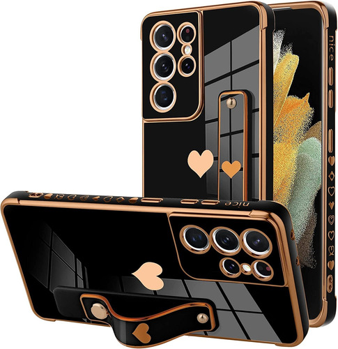 Funda Con Correa Luxury Para  Samsung Galaxy S21 Ultra Negra