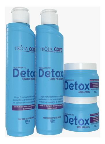 Kit Detox Tróia Care C/ 4 Itens Para Recuperar Os Fios