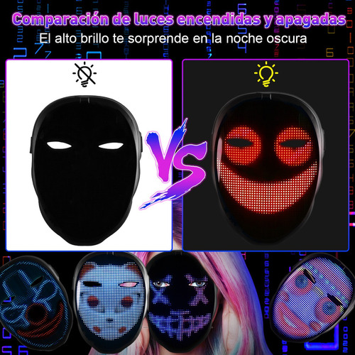 Máscara Led Bluetooth Halloween Cosplay Con Adultos Y Niños
