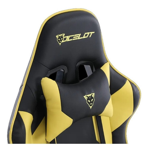 Imagen 2 de 4 de Silla Gamer Ocelot Amarilla Reclinable Ogs 150kg C/cojines