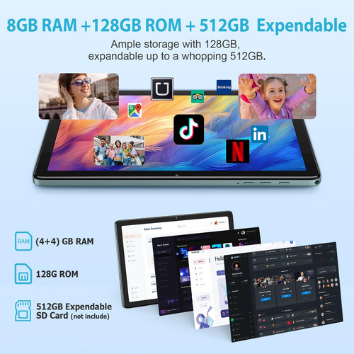 Tablet Wdyqje Android 13 De 10,1 Pulgadas, 128 Gb+8 Gb De Ra
