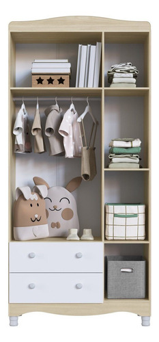 Guarda Roupas Infantil 3 Portas E 2 Gavetas Linha Encanto Wt