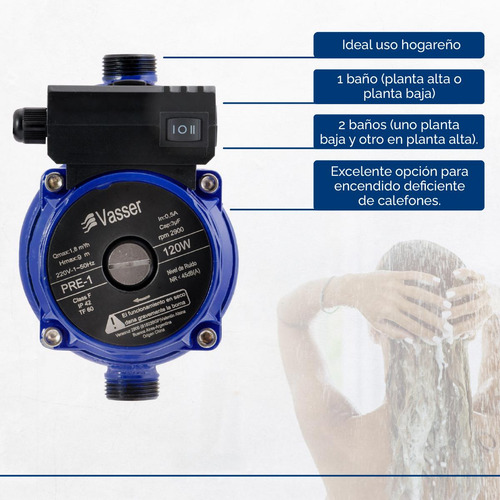 Bomba Presurizadora Vasser Pre1 9mts 1-2 Baños Accesorios
