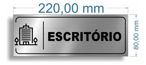 Placa Escritório Para Portas E Paredes Em Alumínio 22x8 Cm