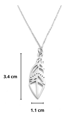 Dije Pluma Acero Inoxidable Collar Mujer Belcher Origami
