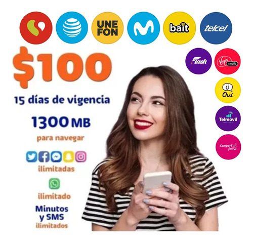 Recarga Celular 100 Cualquier Compañía Movi At&t Une Telcel