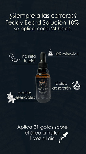 Minoxidil Teddy Beard P/ Barba & Cabello Dos Frascos Al 10%