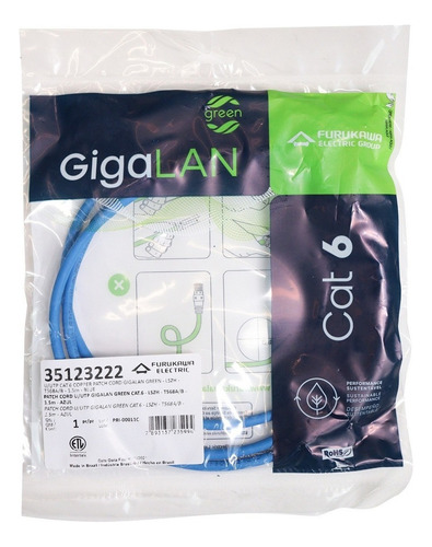 Patch Cord Gigalan Green Cat6 - Lszh 1,5m - Azul Furukawa