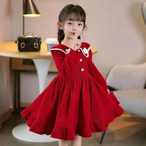 Vestido De Princesa Forrado De Lã Para Meninas De Outono E I