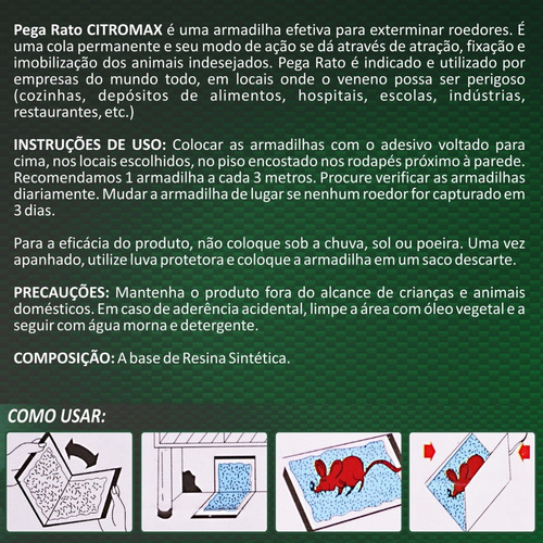 Ratoeira Adesiva Pega Rato 12 Cartelas