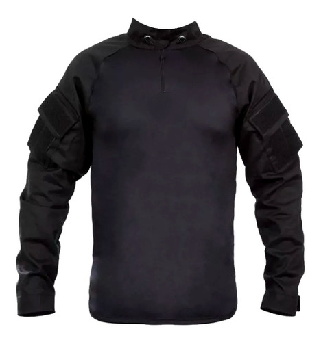 Combat Shirt Preta Com 2 Bolsos C/velcro Bravo Adventure