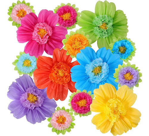 Flores De Papel De Seda Grandes Y Coloridas, 20 Flores Gigan