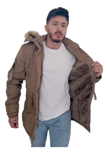 Campera Hombre Parka Corderito Capucha Desmotable Polo Club