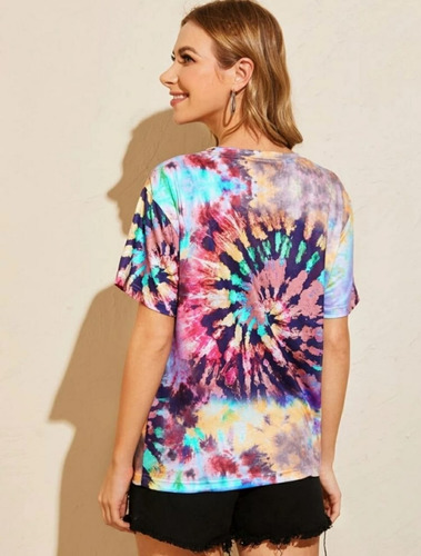 Blusa Tie Dye Mujer Moda Juvenil Ropa Multicolor Verano