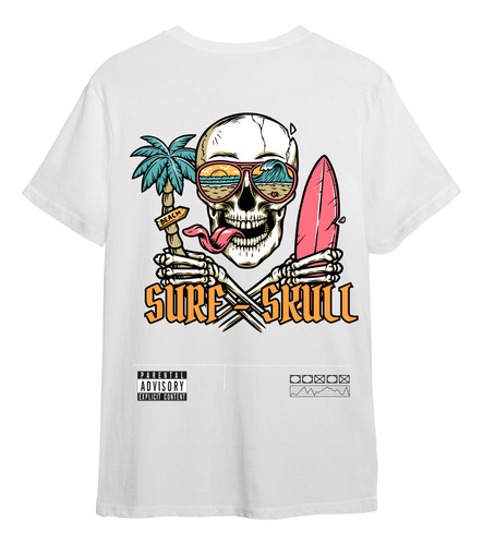 Remera Surf Calavera White Iii Waved Edición Limitada