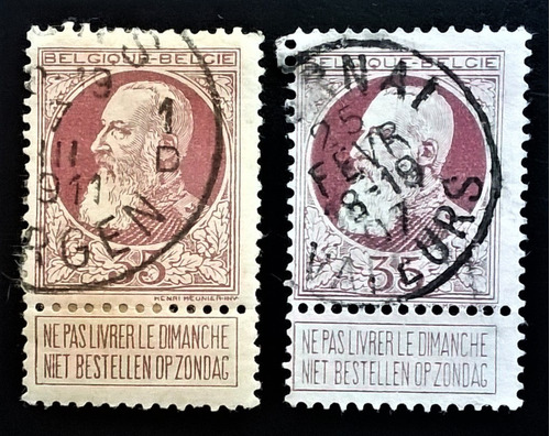 Bélgica, Lote 2 X Yv 77 Leopoldo Ii 35c 1905 Usados L12678