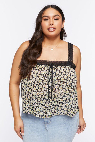 Blusa Musculosa Combinada Floral Forever 21 Plus Size