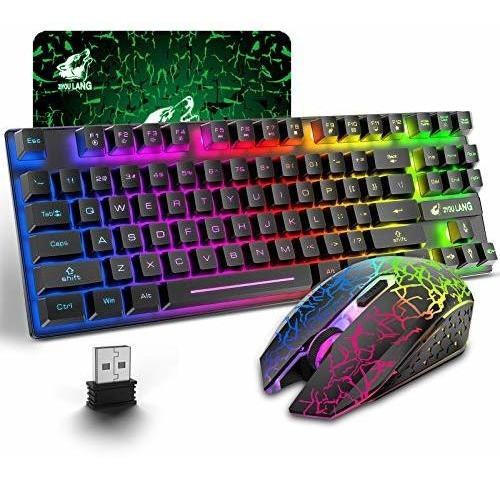 Teclado De Juegos Inalámbricos Y Combo De Ratón Con 8...