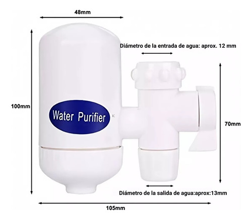 Filtro Purificador De Agua Potable Ceramica Para Llave Grifo Color Blanco