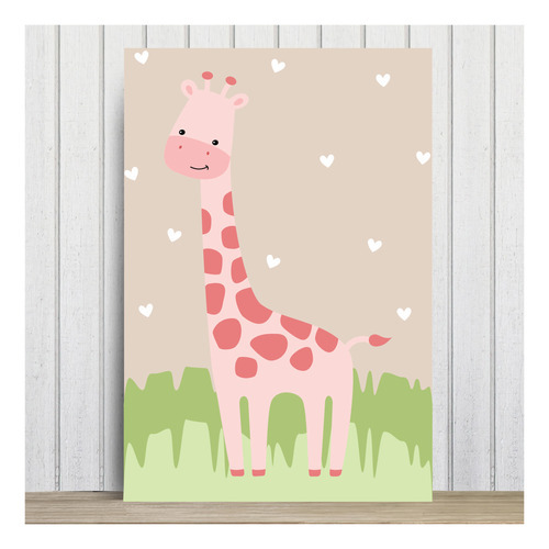 Placa Decorativa Infantil Safari Menina Girafa 30x40cm