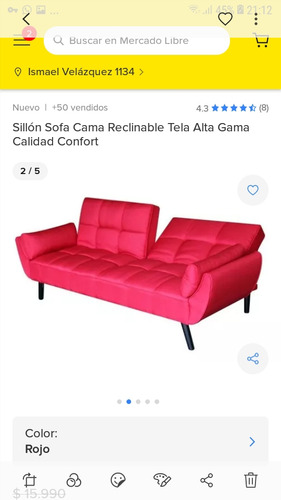 Sillo Sofa Cama Reclinable Tela Alta Gama Calidad Confort 