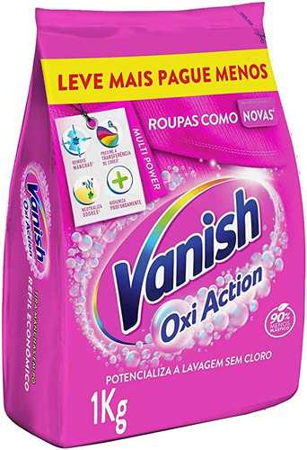 Tira Manchas em Pó Vanish Multi Power Oxi Action 1kg Refil Econômico para roupas coloridas