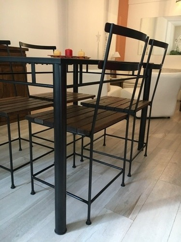 Imagen 6 de 6 de Mesa Comedor Sillas Hierro Forjado Industrial 140x80 Campo