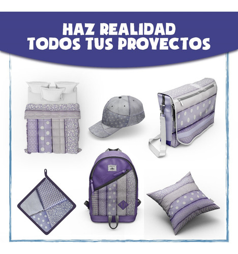 Set 6 Telas Algodón Diferentes Diseños 50x50cm C/u Lila