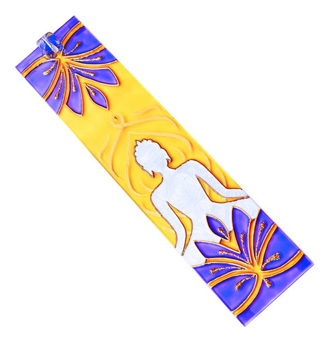 Incensário Buda Amarelo E Violeta Retangular, Pintura Vitral