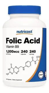 Original Nutricost Acido Folico Vitamin B9, 1000mcg, 240 Cap