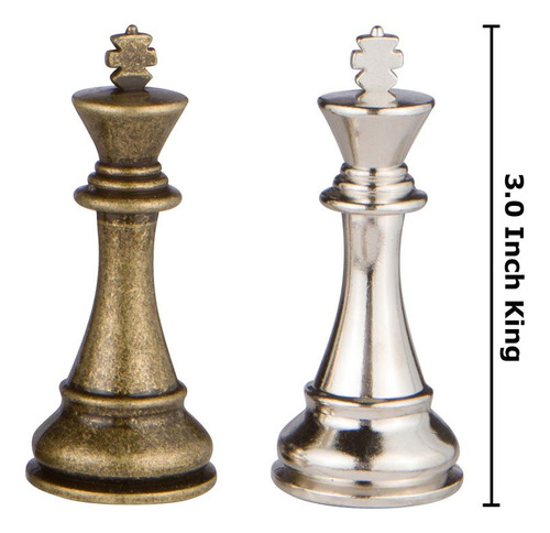Piezas De Ajedrez De Metal De Plata Y Bronce Mars De 3 Pulga