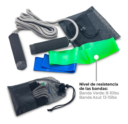 Kit Bandas Set De Ejercicio Fitness Cuerda De Saltar 260 Cm