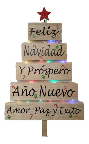 Frase Madera Arbol Navidad Con Luces Personalizado Proyecto