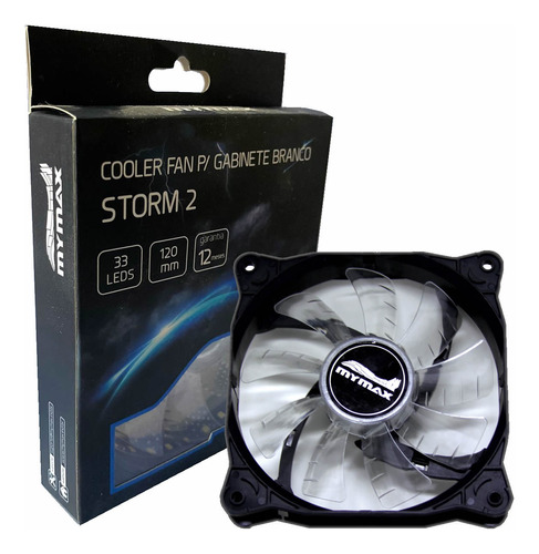 Kit C/ 3 Cooler Fan P/ Gabinete 12cm 120mm C/ 33 Led Branco 