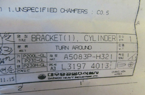 New Daewoo Gl230 And Gl240 Turnaround Bracket L31974013 Dde