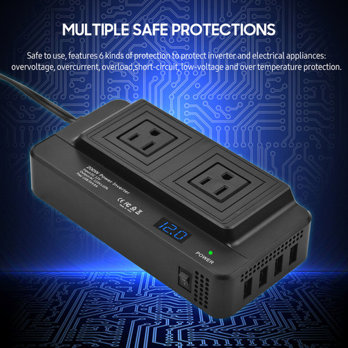 Inversor De Corriente Para Coche De 200 W, Convertidor Dc 12