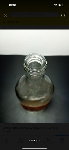 Antigua Botella Emulsión Scott Dr. Juan Olivier Botella Con Relieve (Usado)