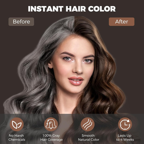 Shampoo De Tintura De Cabelo Yourtone Dark Brown 500ml Com D