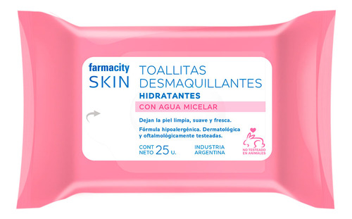 Toallitas Desmaquillante Farmacity Skin Agua Micelar X 25 Un