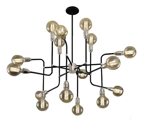 Lampara Colgante Araña New York 16 Luces Apto Led Estructura Negro