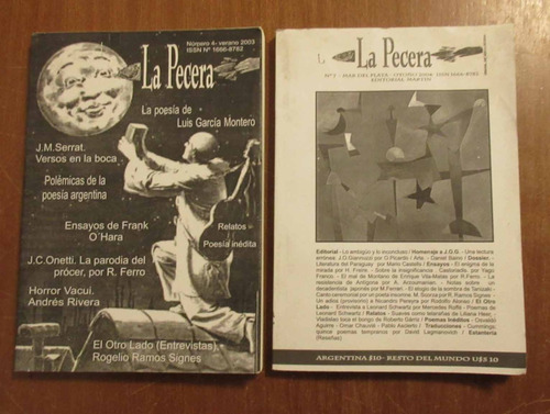 Lote 2 Libros Revista De Poesia La Pecera Nros. 4 Y 7 2003/4