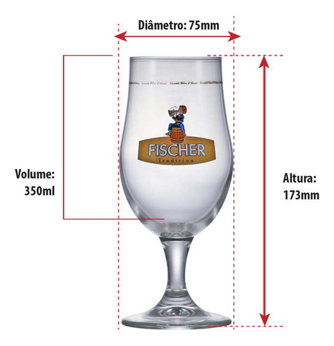 Taça De Cristal Para Cerveja Com Frases Fischer 350ml, Ruvolo